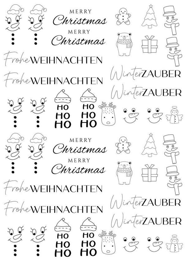 Kerzenfolie Weihnachten Sticker A4, A5 Stabkerzen , FROHE WEIHNACHTEN Kerzentattoo, Tattoofolie , Wasserschiebefolie , DIY Geschenk