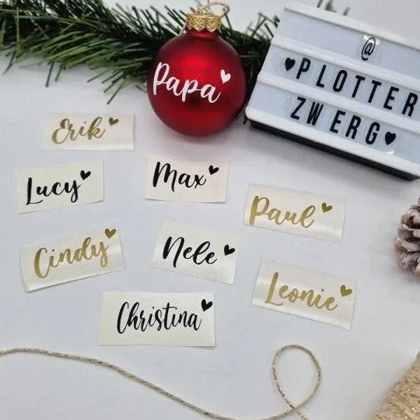 Aufkleber für Weihnachtsbaumkugeln / Christbaumkugeln personalisieren / DIY Weihnachtsdekoration / Vinyl Sticker für Baumkugeln
