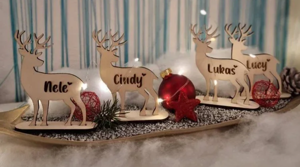 Weihnachten Personalisiert Rentier Deko Hirsch Platznamen Weihnachtstisch Rentier Name graviert Holz
