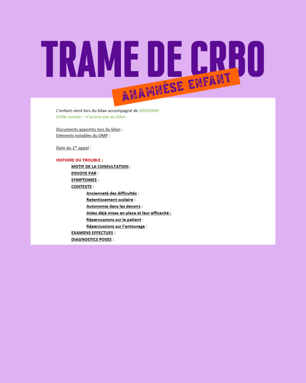 Trame d'anamnèse