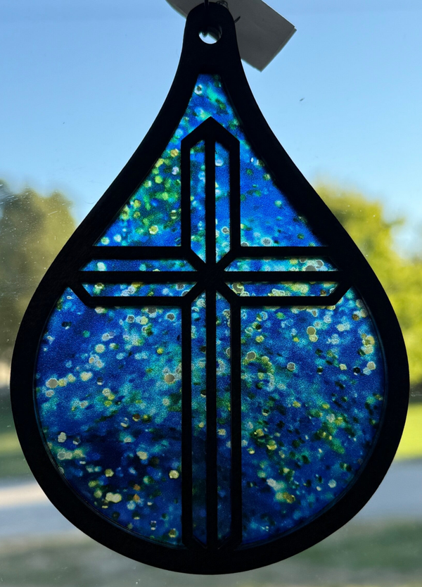 Cross tear drop Suncatcher