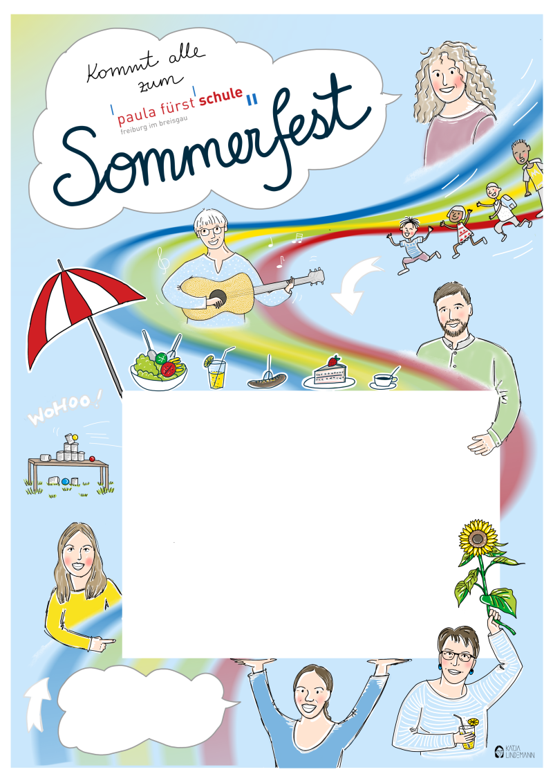 Plakat für das Sommerfest einer Schule