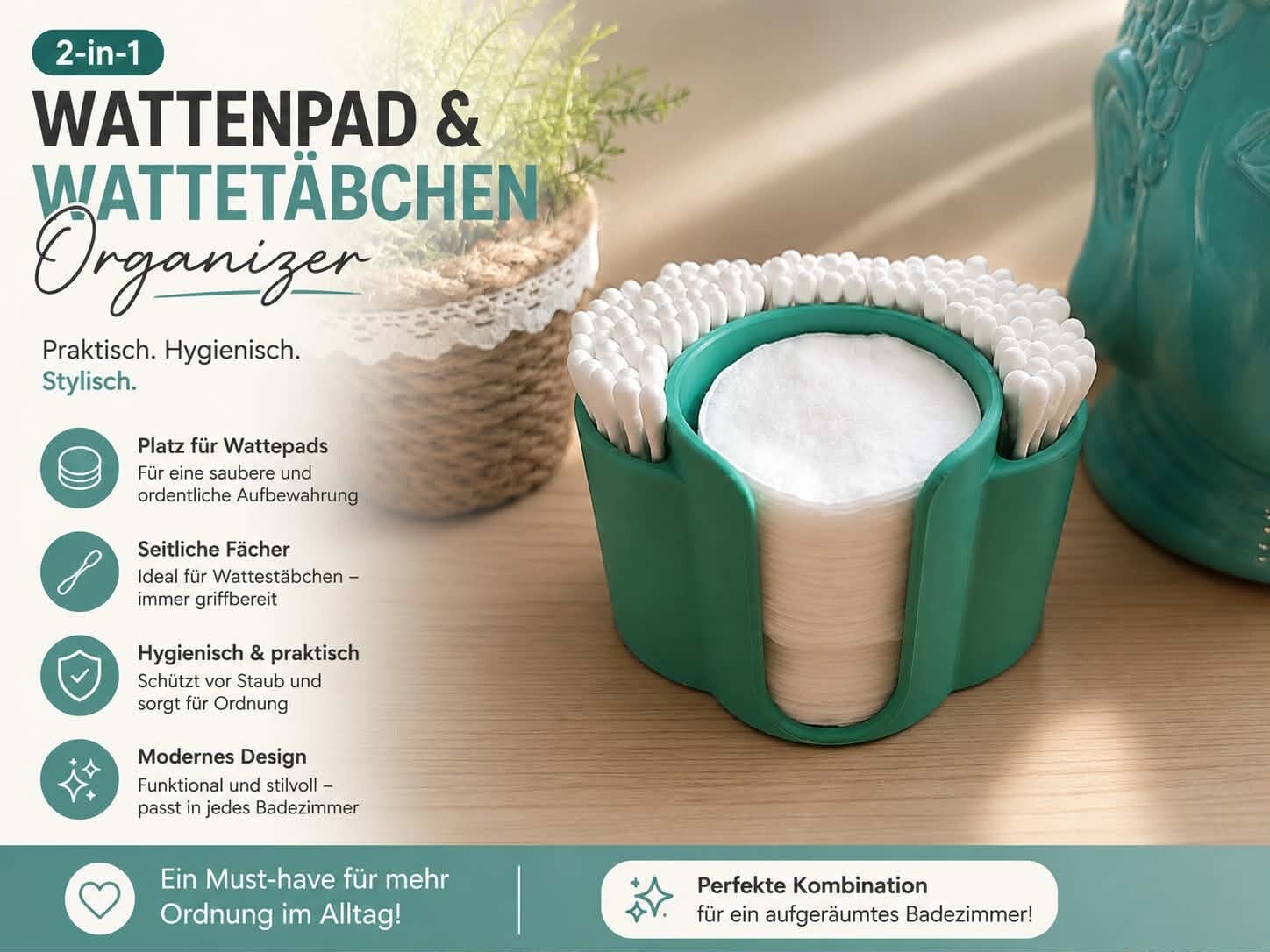 Kosmetik Wattestäbchen/Pad Organizer I Badezimmer I Accessoires I Ordnung I Aufbewahrung
