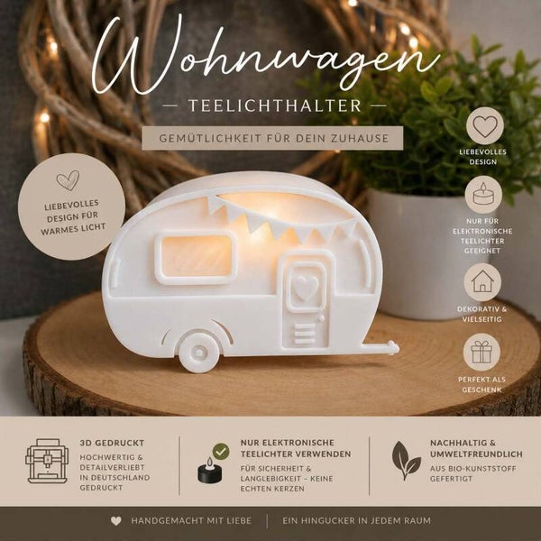 Beleuchtete Camping Deko | Wohnwagen Lichtdeko | LED Camper Deko | Geschenk für Camper | Vanlife Nachtlicht | Wohnwagen Deko