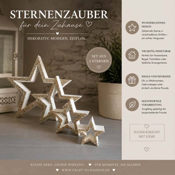Sternen Set I Dekoration I Glitzer I Romantische Deko