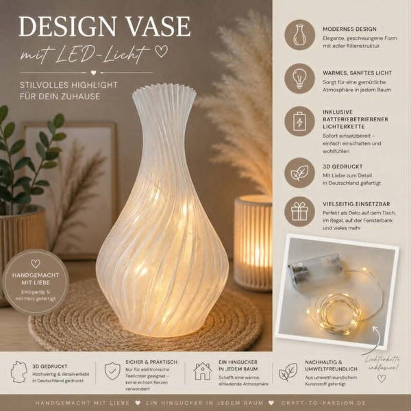 Romantisches Dekoration Nachtlicht I Lampe I Vase I Nachtlampe mit Batterie