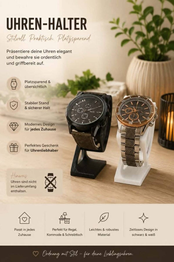 Uhrenhalter I Uhrenständer I Armbanduhren Ständer I Halter Präsentation I Verkaufshalter I Uhrenaufsteller Herrenuhr I Damen Uhr