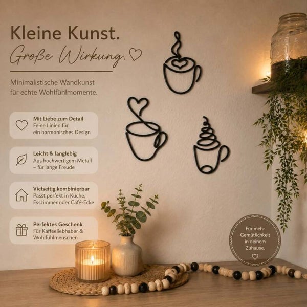 Minimalistische Tassendesigns I Elegante Dekoration für Küche, Café & Restaurant
