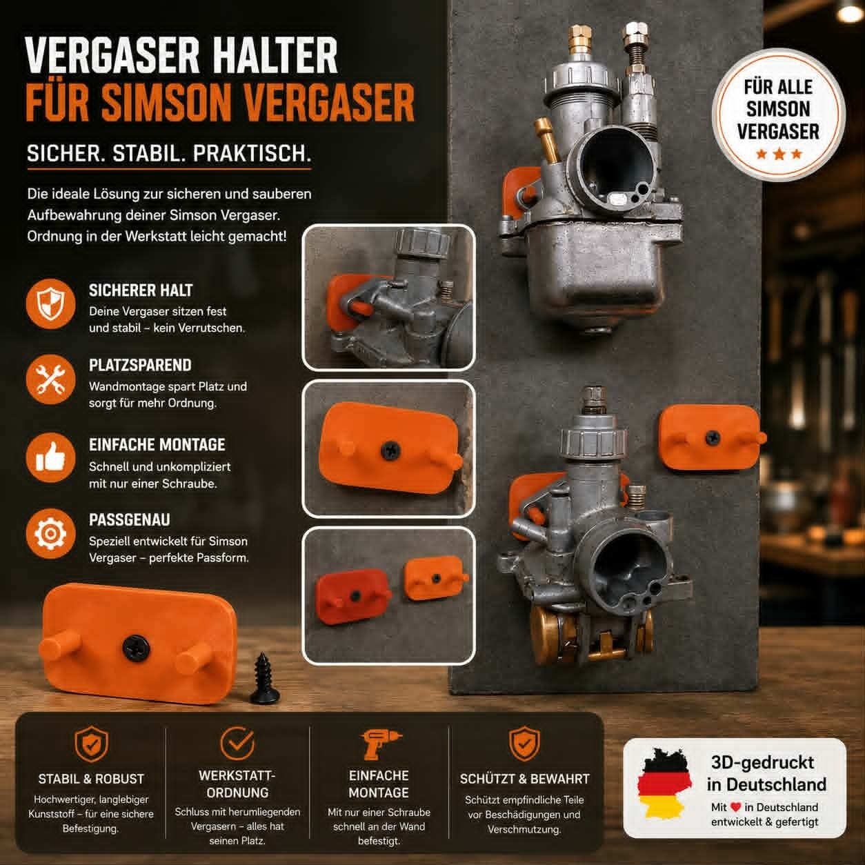 Halter für Simson Vergaser I Werkstatt I Schrauber I Simson Zubehör