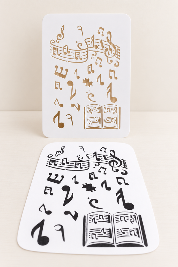 Musiknoten Schablone – DIY Bastelschablone für Scrapbooking, Karten & Junk Journal