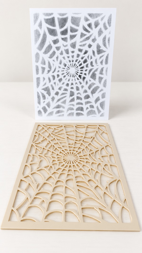 Halloween Spinnennetz Schablone – Stencil für Scrapbooking, Karten & Gothic DIY