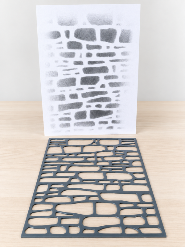 Steinmauer Schablone – DIY Bastelschablone für Scrapbooking, Karten & Junk Journal