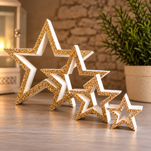 3D gedrucktes Sternen-Set – moderne Deko Sterne für Wohnzimmer, Tisch & Weihnachten