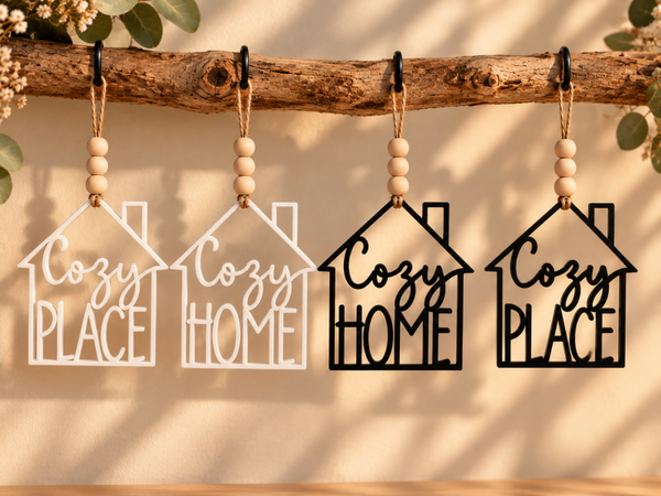 Deko Anhänger Haus „Cozy Home“ & „Cozy Place“ | 3D gedruckter Anhänger | moderne Wohndeko