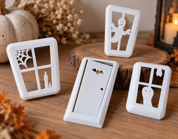 Gruselhaus Tür & Fenster Set – 3D Deko für Halloween, Spukhaus & DIY