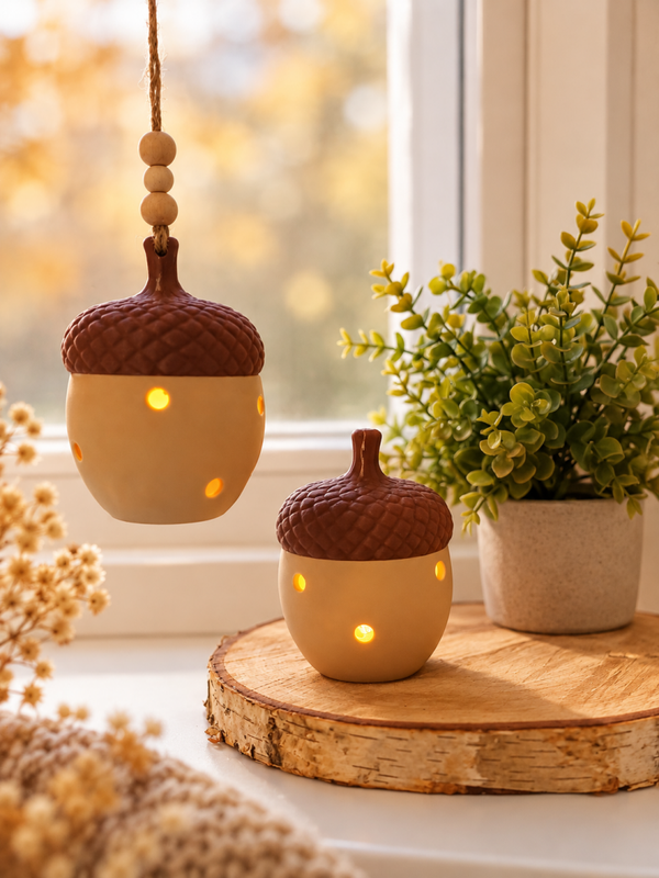 Leuchteichel Deko – Herbstdeko mit Licht | 3D-gedruckte Eichel in 2 Größen