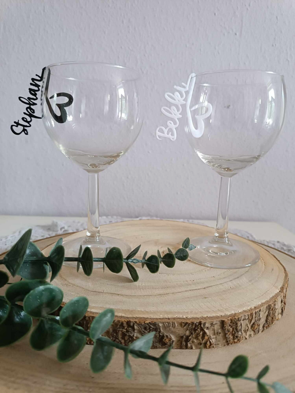 Namensschild zum Einhängen ins Glas I Personalisiert I Tischkarten für Hochzeit, Geburtstag, Verlobung, Jubiläum