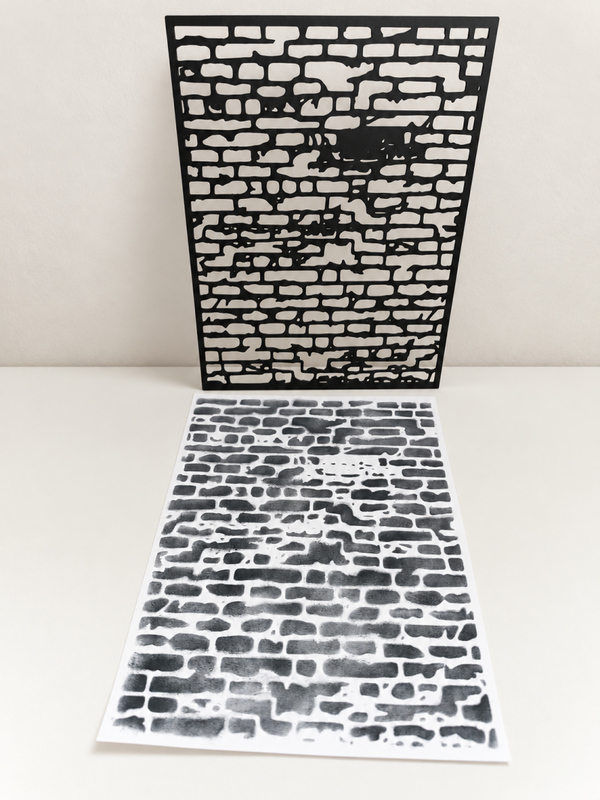 Mauer Schablone 20 × 15 cm – Ziegel & Steinmuster für DIY, Junk Journal & Scrapbooking