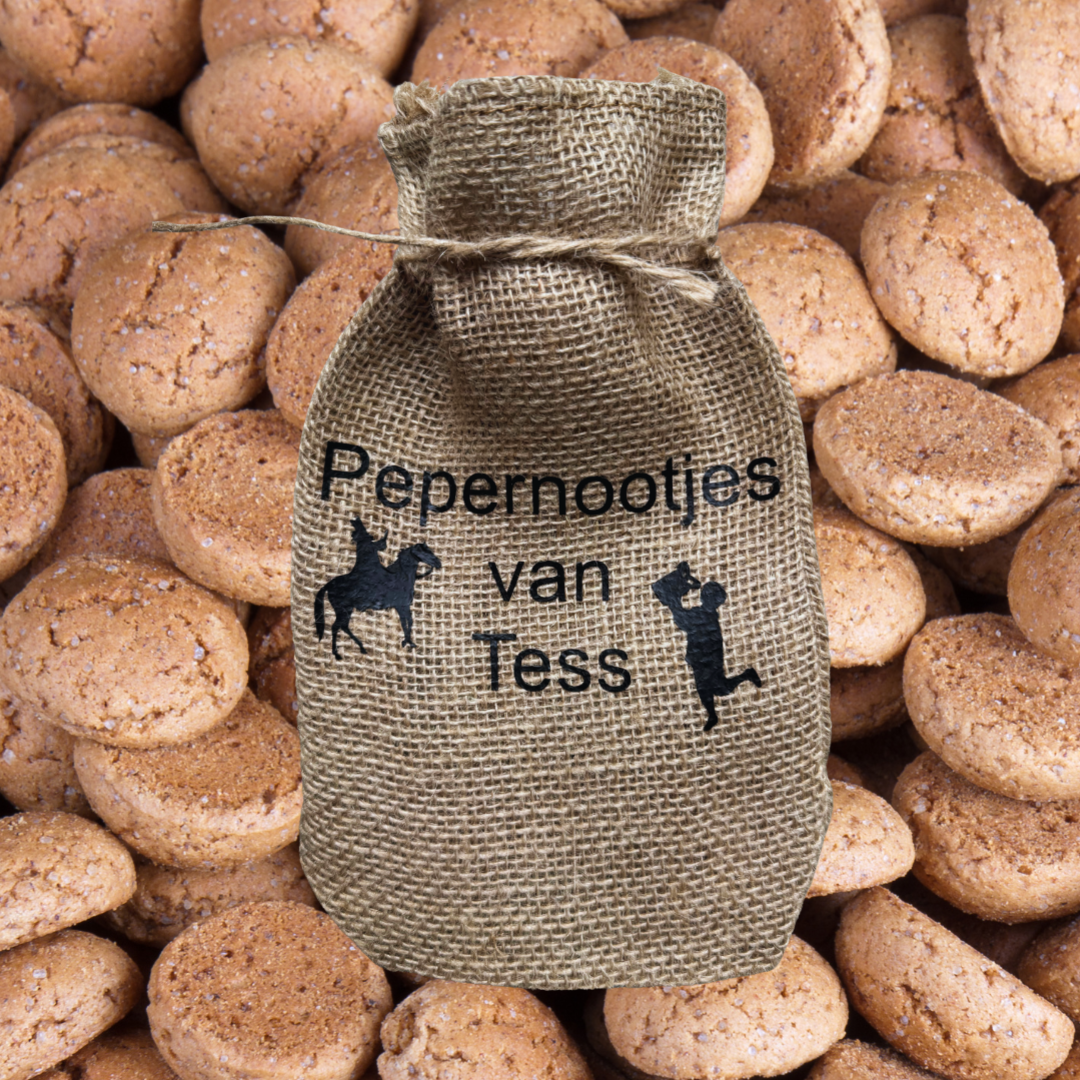 Juten zakje Pepernootjes | Gepersonaliseerd | Bedrukt met naam