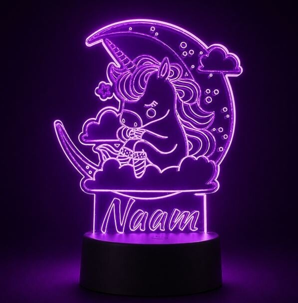 LED Nachtlampje Unicorn op Wolk - Kinderen | Sfeerlamp | Batterij/USB
