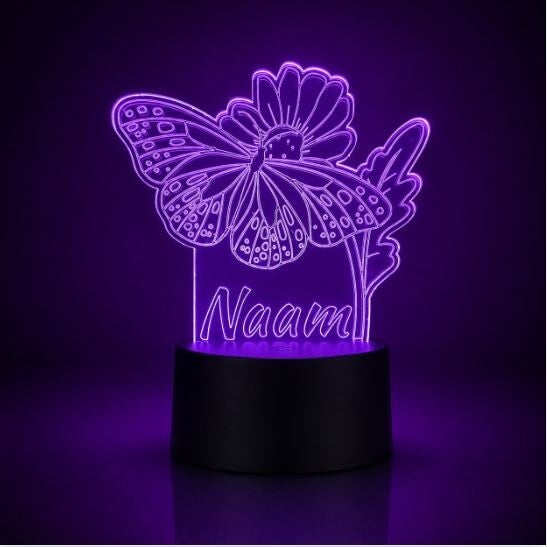 LED Nachtlampje Vlinder en bloemen - Kinderen | Sfeerlamp | Batterij/USB