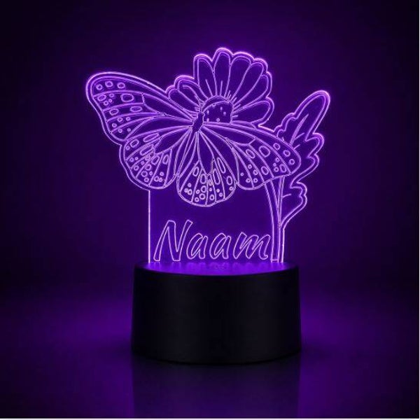 LED Nachtlampje Vlinder en bloemen - Kinderen | Sfeerlamp | Batterij/USB