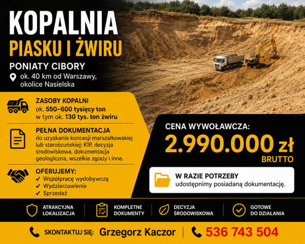 KOPALNIA PIASKU I ŻWIRU – PONIATY CIBORY