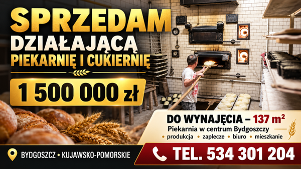 Sprzedam dzialajaca piekarnie cukiernie