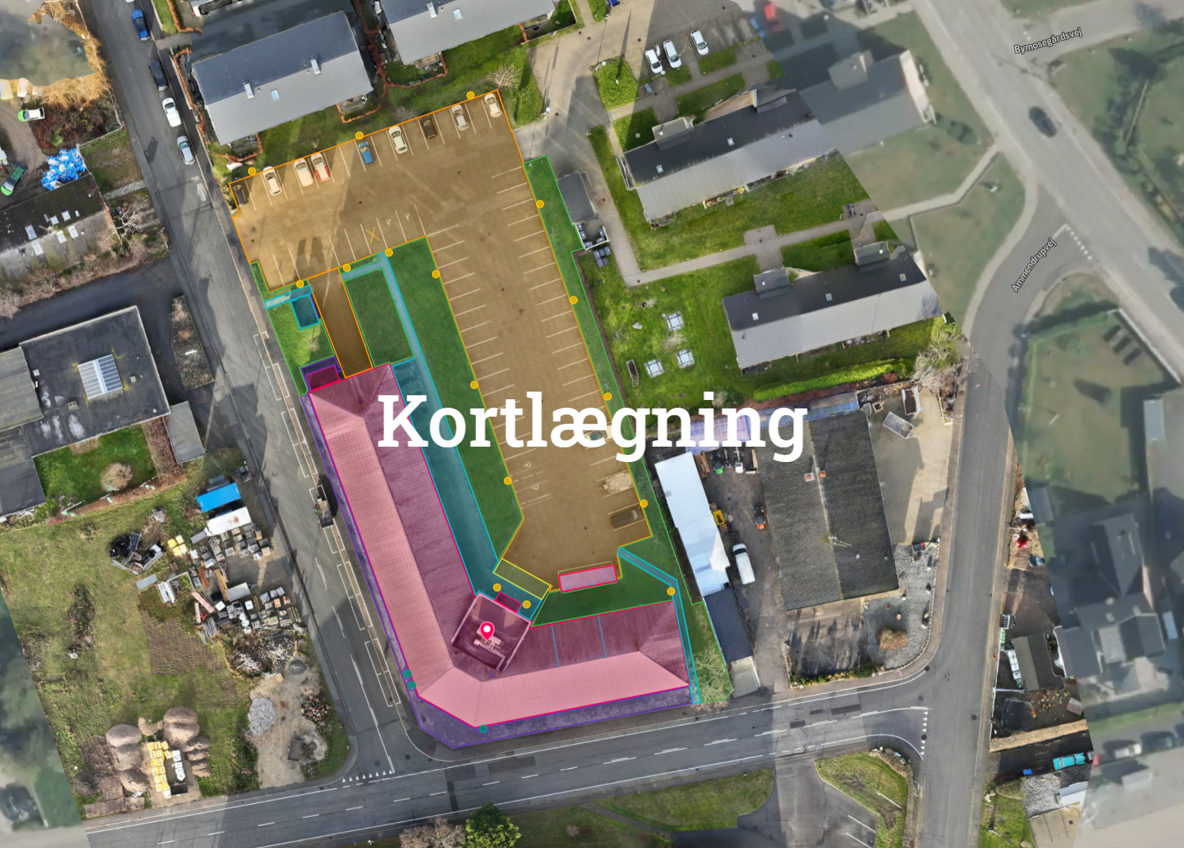 Orthofoto fra drone brugt til digital arealregistrering og opmåling