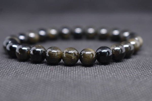 Bracelet Obsidienne Dorée – 8 mm