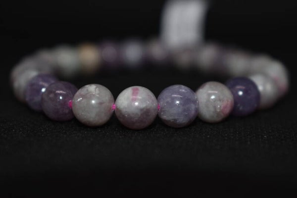 Tourmaline Rose sur Eudialyte - Bracelet en pierre naturelle "A" 8mm