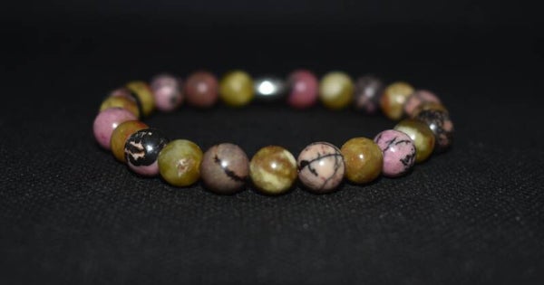 Bracelet en pierres naturelle-Rhodonite de madagascar-Sérpentine.