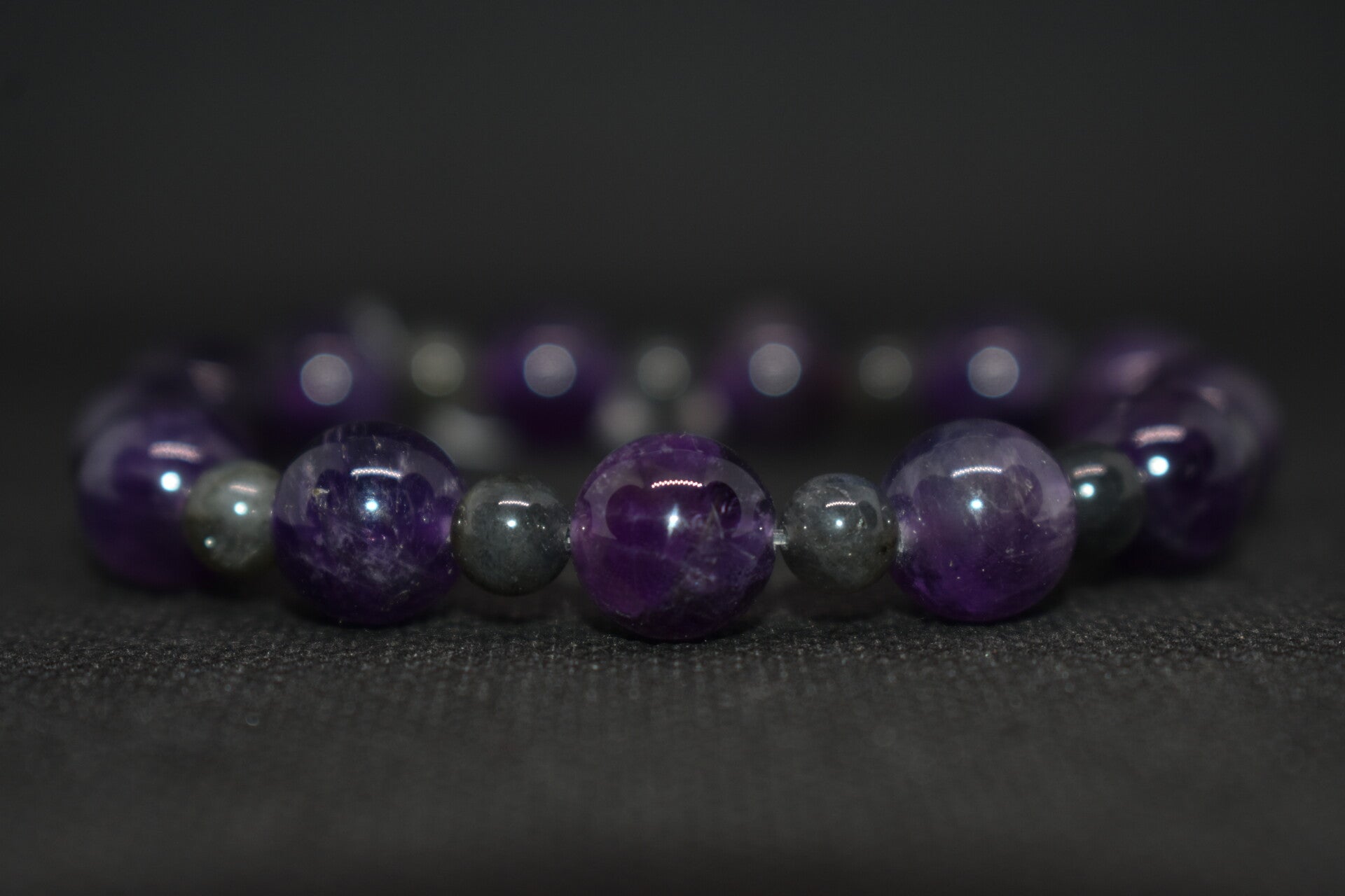 Bracelet Veilleur Intérieur – Améthyste & Labradorite noire (Taille Homme)