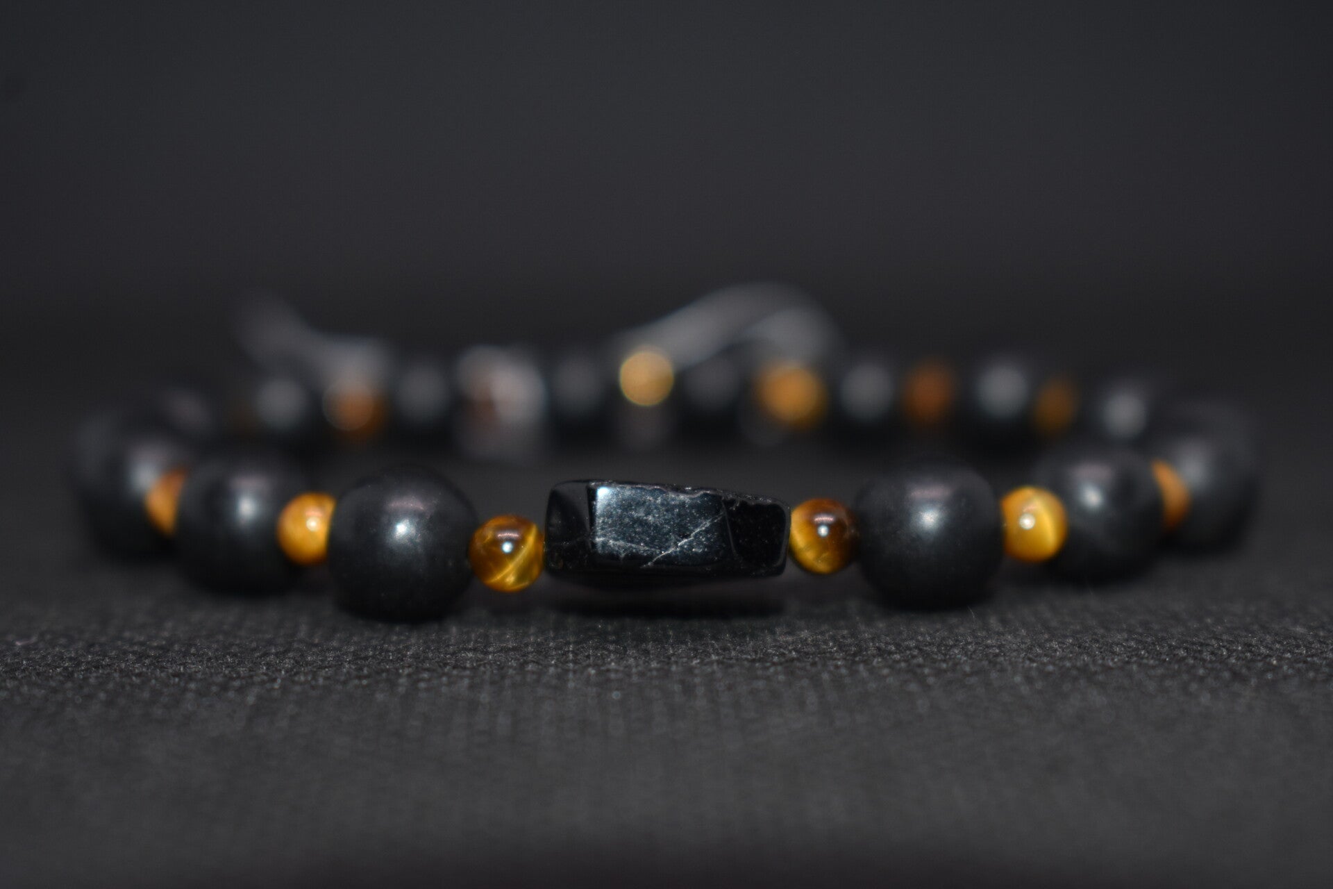 Bracelet Le Gardien des Ombres – Shungite, Tourmaline noire & Œil de tigre