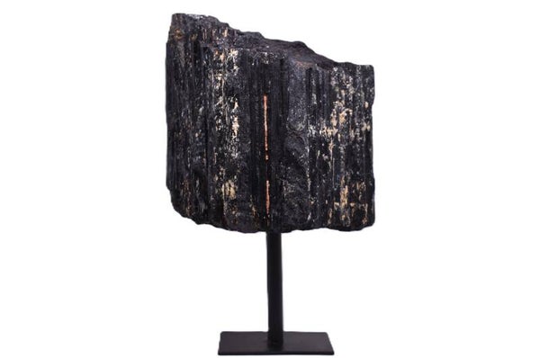 Tourmaline noire brute sur base métal – 1 121 g – Brésil