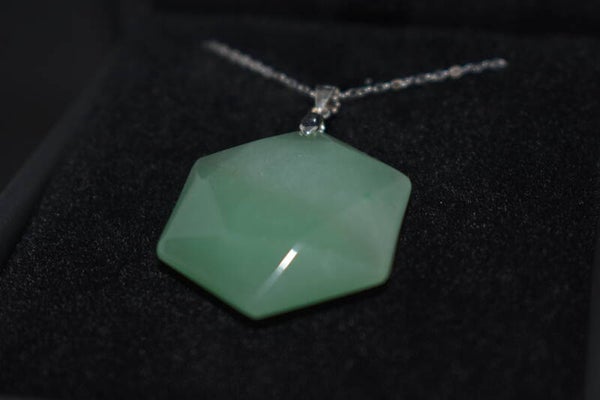 Collier en Aventurine – Argent 925 – Forme Hexagonale