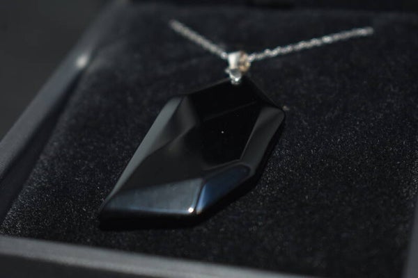 Collier en Obsidienne Noire – Argent 925 – Forme trapèze
