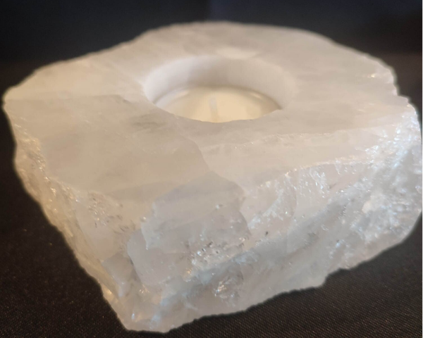 Bougeoir en Quartz Blanc naturel – Poli