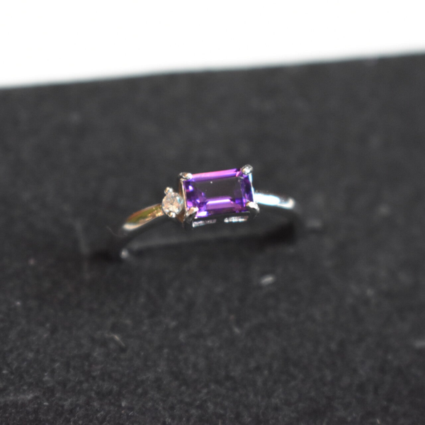 Bague ajustable en Argent 925 – Améthyste AAA facettée