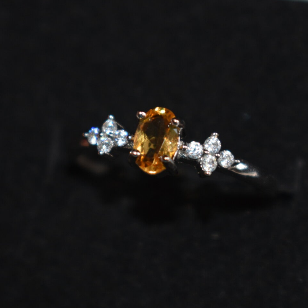 Bague ajustable en Argent 925 – Citrine naturelle AAA facettée