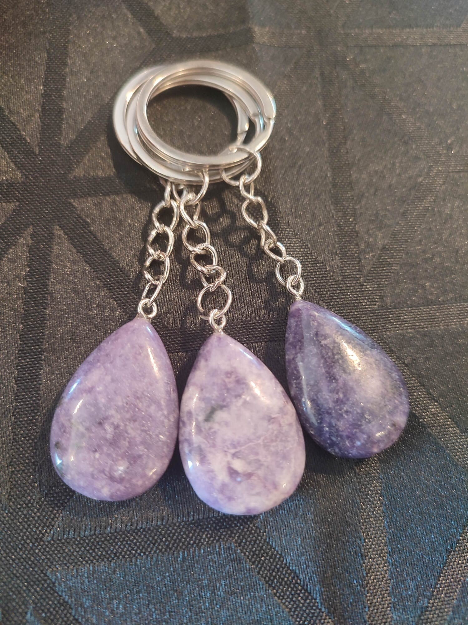 Porte-clés en Lépidolite naturelle