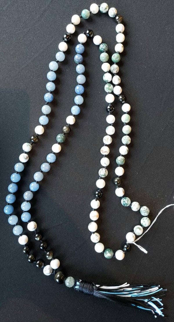 L'Équilibre de l'Âme – Mala artisanal de 108 perles en pierres naturelles