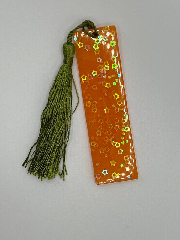 Bladwijzer klein oranje glitter