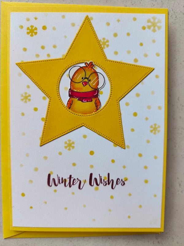 Weihnachtskarte Stern gelb