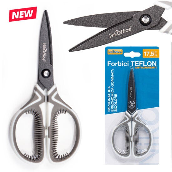 Forbici NikOffice Teflon 17,5 cm: Precisione e Taglio Antiaderente