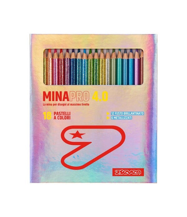 18 Pastelli Brillantinati + Metallizzati Seven® Mina Pro 4.0