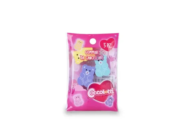 Bustina 5 mini gomme da cancellare Coccolotti