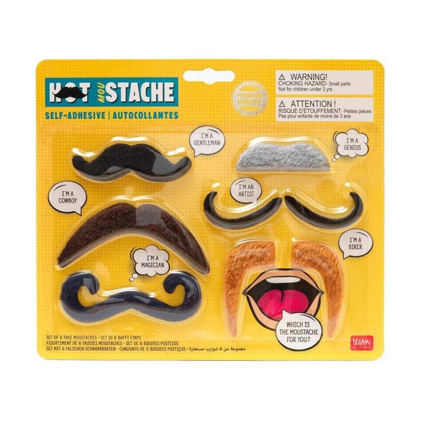 Set di 6 Baffi Finti Autoadesivi - Hot Mou-stache