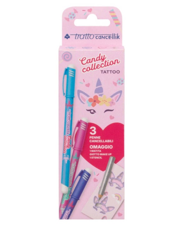 Penne sfera cancellabili Tratto Cancellik Candy Collection Tattoo