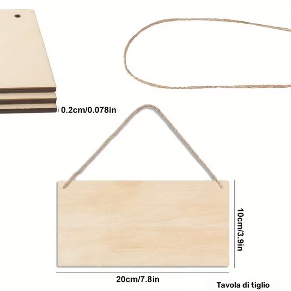 Targhetta in Legno Naturale Personalizzabile - Formato Slim (20x10 cm)